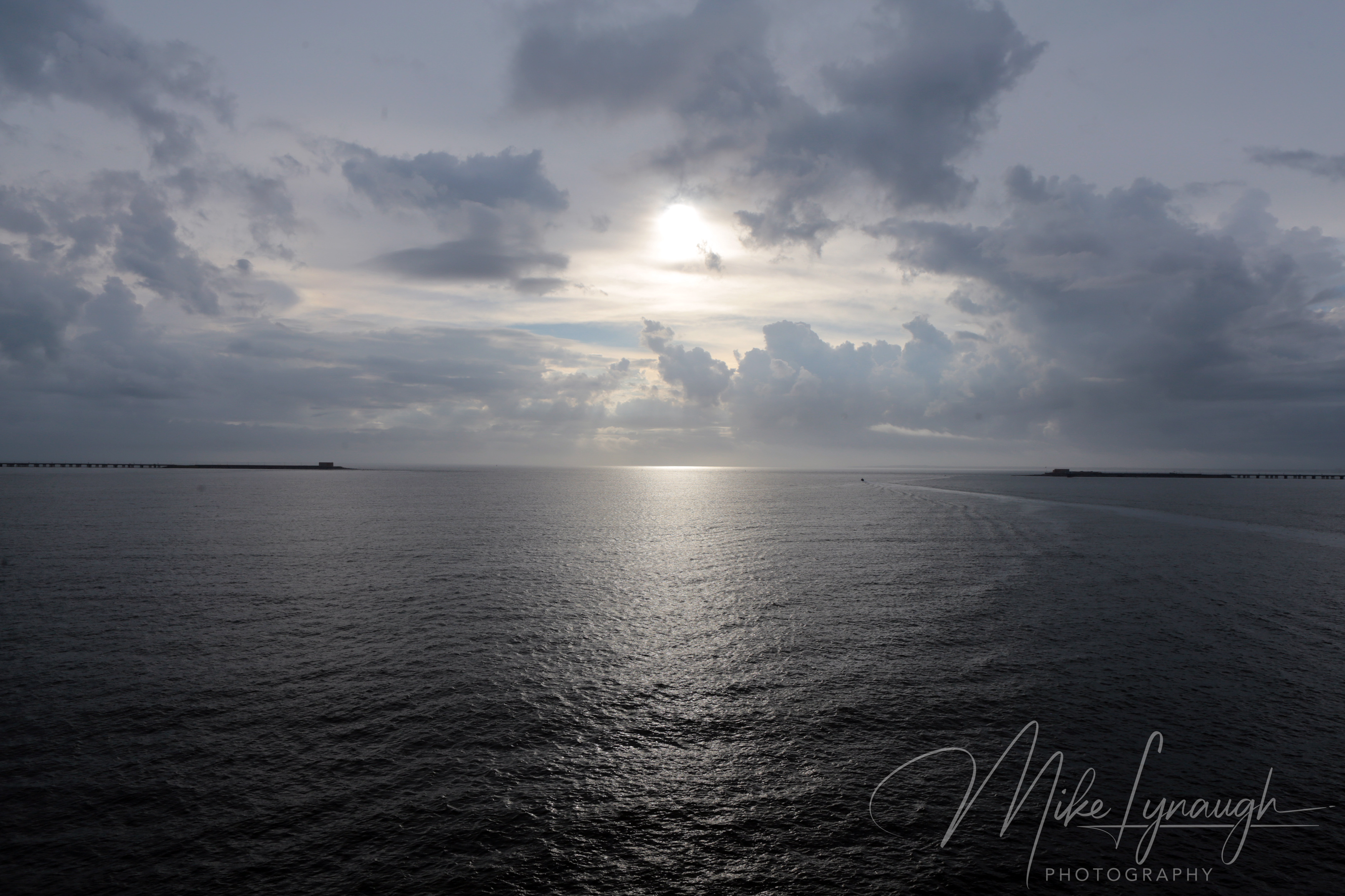 Ocean wake behind an aircraft carrier