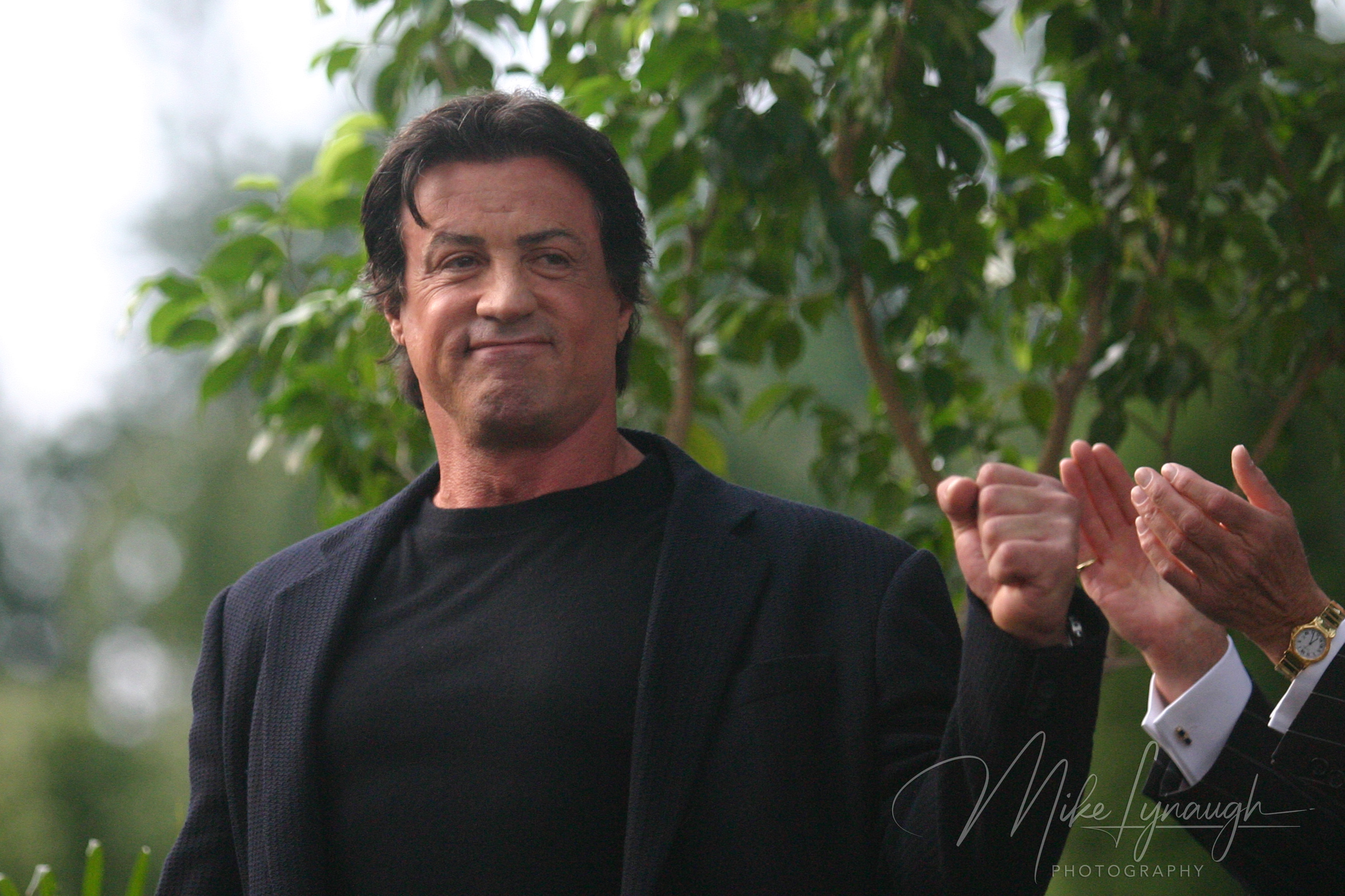 Sylvester Stallone stands proud during the rededication of the Rocky Statue at the base of the Rocky Steps at the Philadelphia Museum of Art.